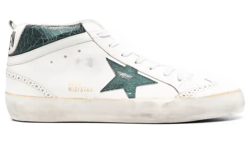 Golden Goose Mid Star sneakers with gebarsten effect – Beige (GMF00123F004532)