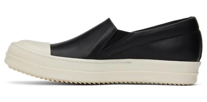 Rick Owens Black Leather Boat Sneakers (RU01B1892 LPO) (3)