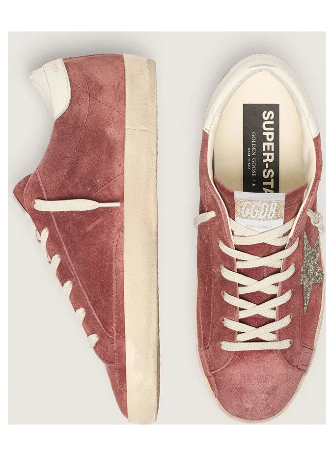 Golden Goose Women’S Super-Star In Rust-Red Suede With Silver Glitter Star (GWF00101.F009047.40611) (3)