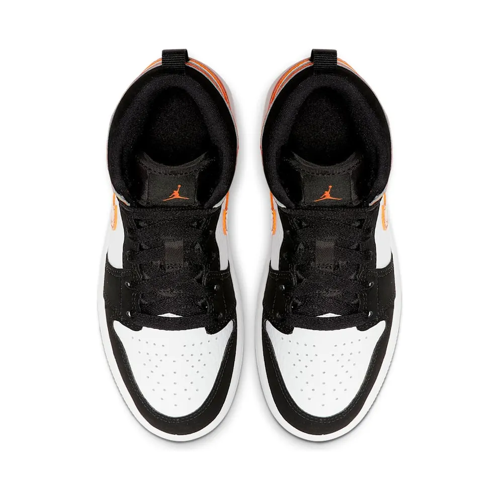 Jordan 1 Mid Shattered Backboard (PS) Black/Starfish-Starfish-White (640734-058)