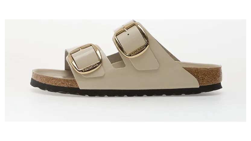 Birkenstock Arizona Big Buckle Natural Leather Patent High-Shine Oyster