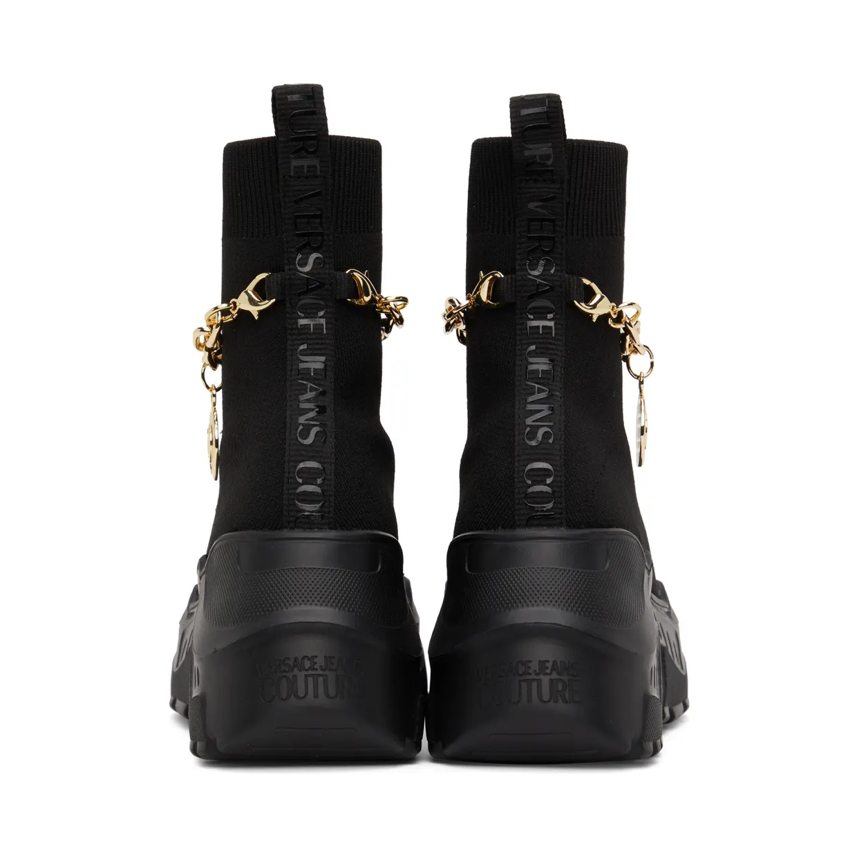 Versace Jeans Couture Black Knit Speedtrack High-Top Sneakers (E72VA3SC1EZS035) (4)