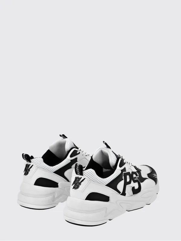 Plein Sport Low-Top Sneakers in Leather and Mesh with Contrast Monogram White 2 (SADSUSC0611STE003N0127) (2)