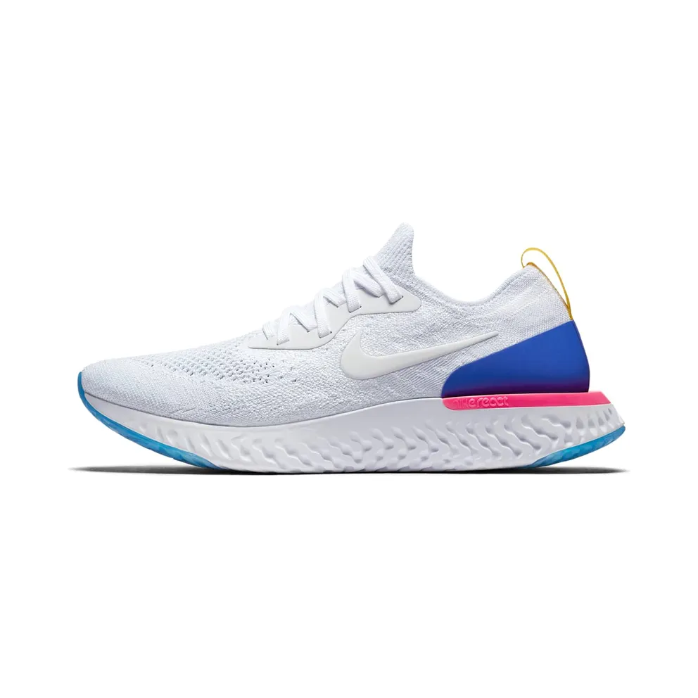Nike Epic React Flyknit White Racer Blue Pink Blast (AQ0067-101)