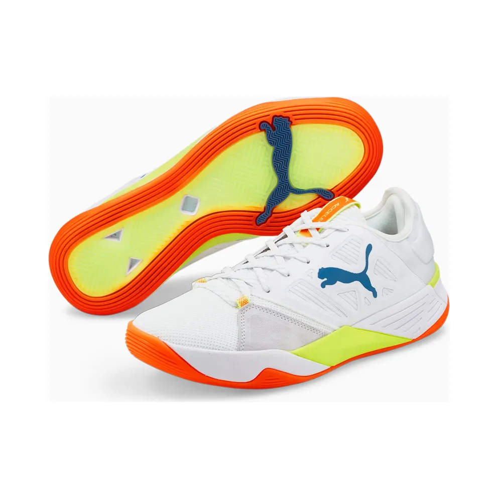 Puma Accelerate Turbo Nitro Handball Shoes White/Blue/Yellow (106459-03)