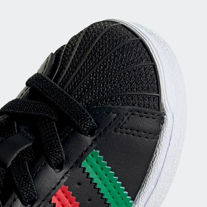 Adidas Superstar Infant ‘Colorful Stripes – Core Black’ Core Black/Green/Cloud White (FW5239)