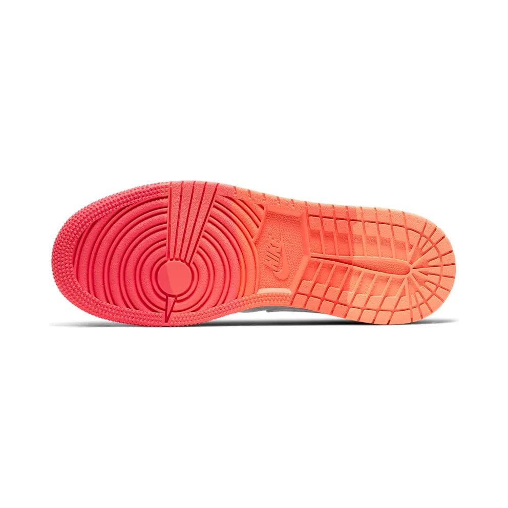 Jordan 1 Mid Sunrise (GS) Metallic Silver/Racer Pink-Wolf Grey-Hot Punch (555112-006)