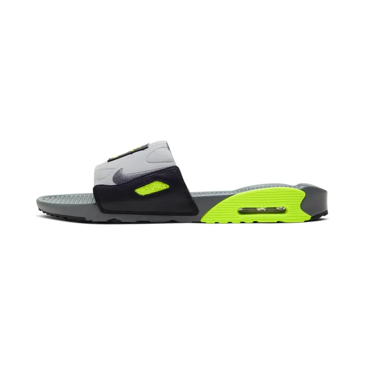 Nike Air Max 90 Slides “Smoke Grey / Volt / Black” (BQ4635-001)
