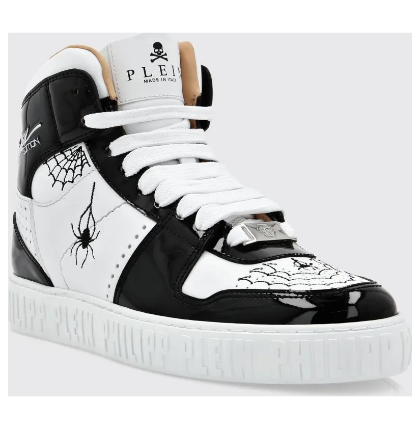 Philipp plein Limited Edition High-Top Leather Sneakers with Graphic Print White (SABSWSC2395PLE010N0102)