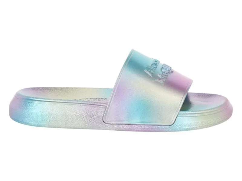 Alexander McQueen Iridescent Logo Slides Silver (697096-W4RF1-8306)