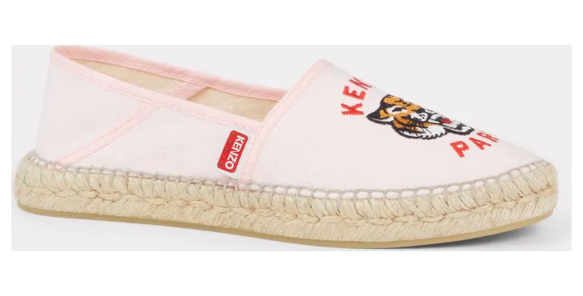 Kenzo Espadrilles ‘Kenzo Lucky Tiger’ Brodées En Toile Femme Rose Clair – Taille 38 (FE52ES020F81)