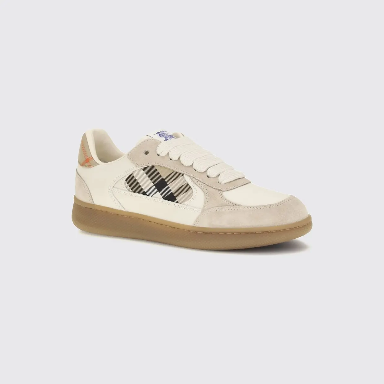 BURBERRY Terrace Leather and Suede Sneakers with Vintage Check Motif Beige (8127744)