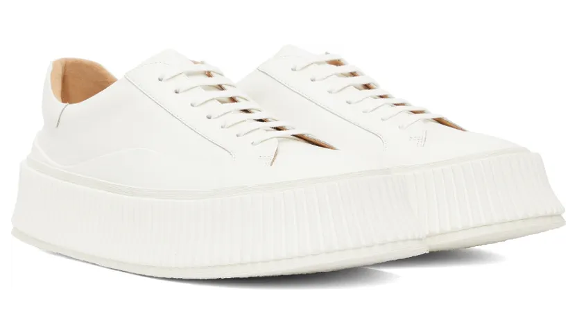 Jil Sander White Leather Platform Sneakers (JI32535A_15621) (4)