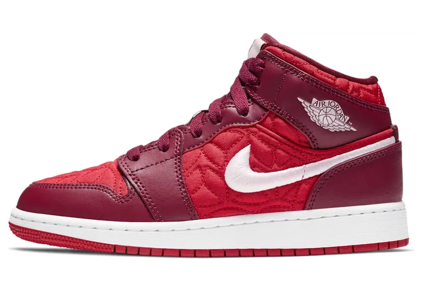 Jordan 1 Mid SE Red Quilt (GS) “Gym Red / Dark Beetroot / White / Pink Foam” (AV5174-600)