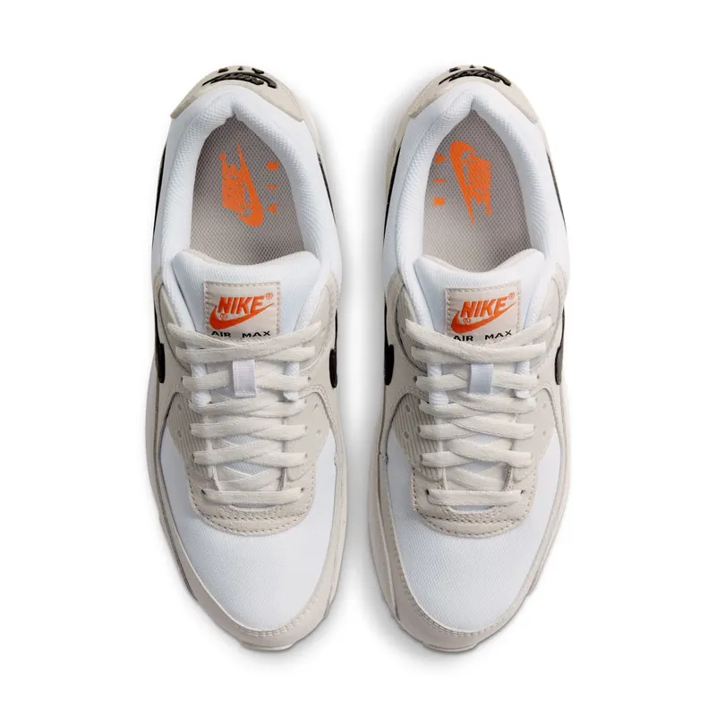 Nike Air Max 90 Light Bone – “White / Black / Light Bone / Team Orange” (DH4103-100)