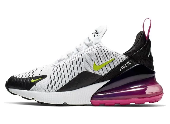 Nike Air Max 270 White Black Laser Fuchsia Volt (GS) (943345-102)