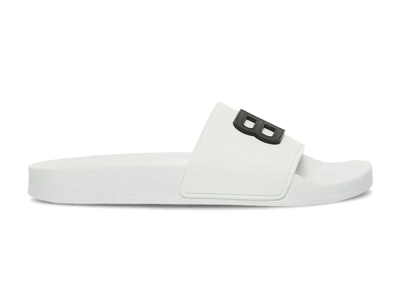 Balenciaga Pool Slides 3D BB Logo Black White (656434 W1S8B 9034)