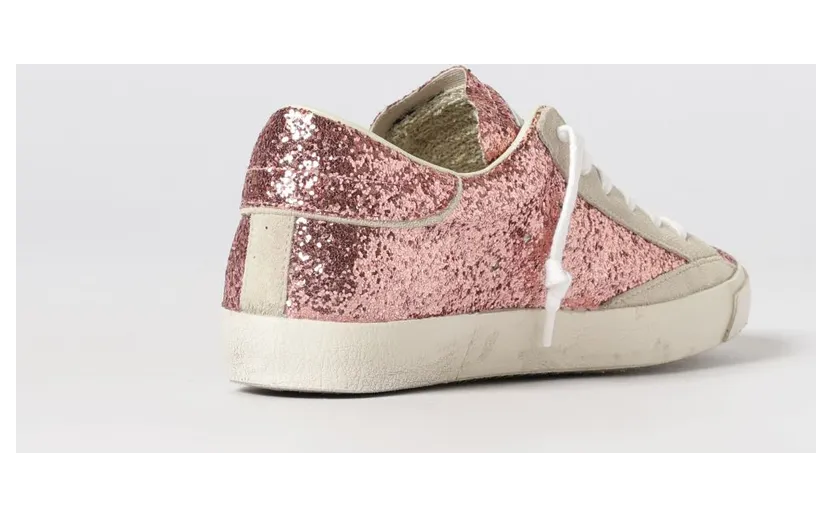 Philippe Model Low-Top Sneakers in Leather and Fabric with Glitter and Embroidery Pink (PRLDGG06) (2)