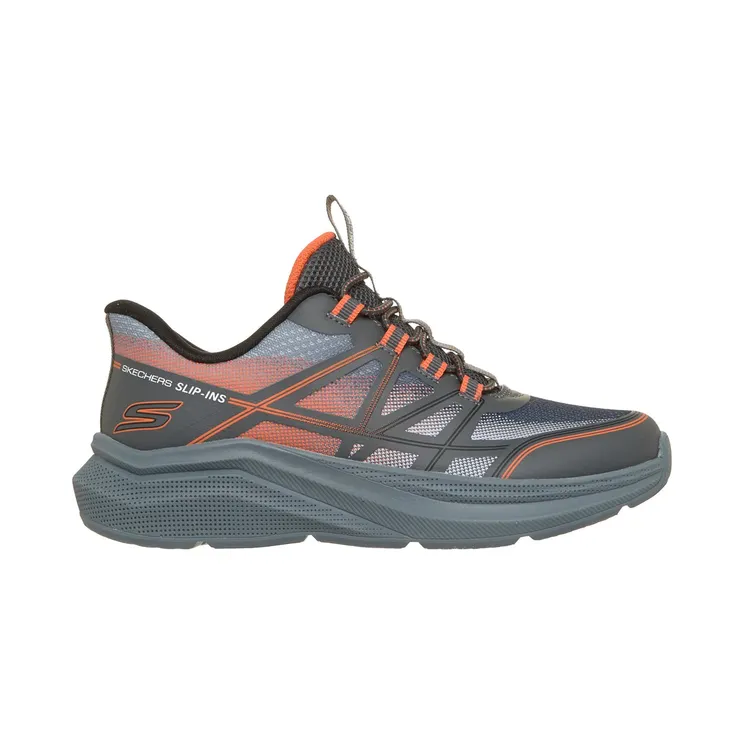 Skechers Slip-ins: Microspec Velocity – Grid-Shift Houtskool/Oranje