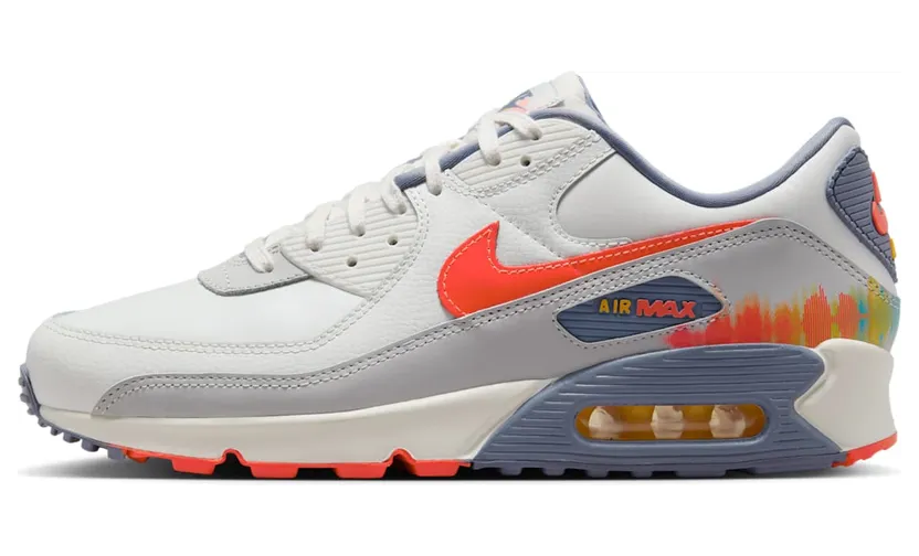 Nike Air Max 90 Premium “Summit White Ashen Slate Pure Platinum Bright Crimson” (HJ9147-121)