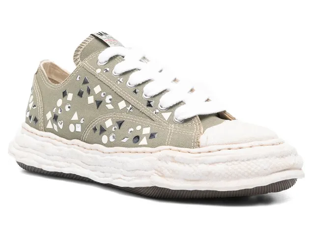 Maison Mihara Yasuhiro Peterson 23 OG Sole Embellished Canvas Low Green (A16FW724-GREEN) (3)
