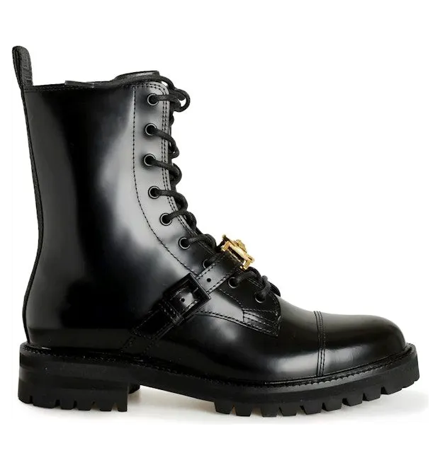 Versace Patent Leather Combat Boots Black (1009709 1A02207 1B00V)