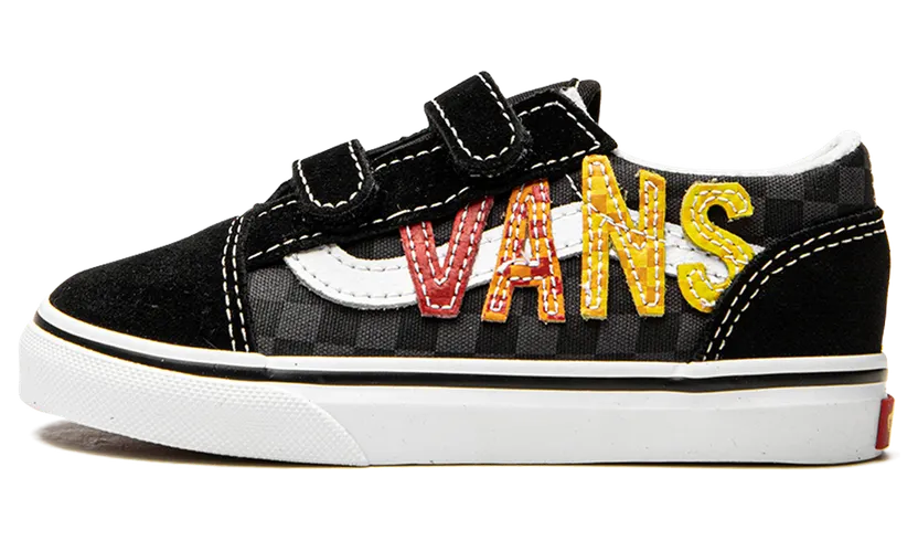 VANS Flame Logo Repeat Old Skool Velcro Peuterschoenen Zwart (VN000D3YABX)