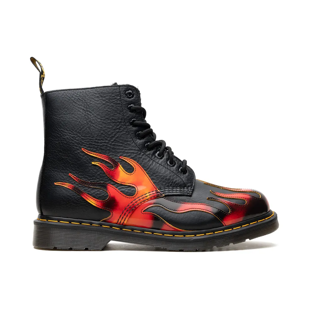 Dr Martens 1460 Pascal Flame Arcadia Rub Off Leather Boots “Black / Red / Yellow” (41517001)