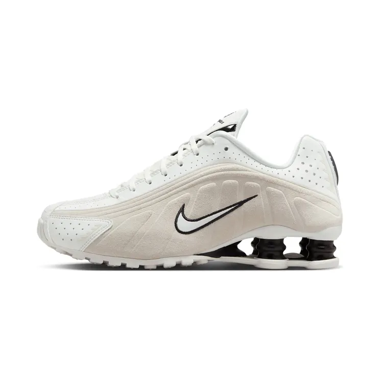 Nike Shox R4 White Black Suede “Summit White / Light Orewood Brown / Black” (HQ7739-100)