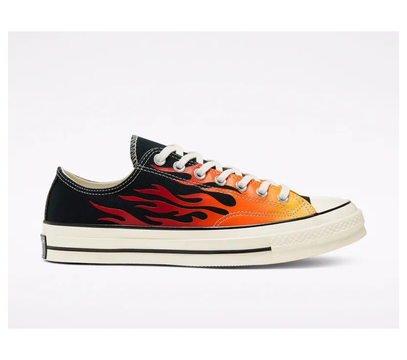 Converse Chuck 70 Low ‘Archival Flame Print’ Black/Enamel Red/Egret (167813C)