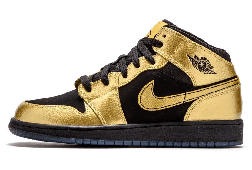Jordan 1 Mid Metallic Gold Coin Black (GS)