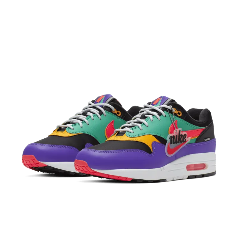 Nike Air Max 1 Windbreaker Black/Flash Crimson-Kinetic Green-Psychic Purple-University Gold-White (AO1021-023)