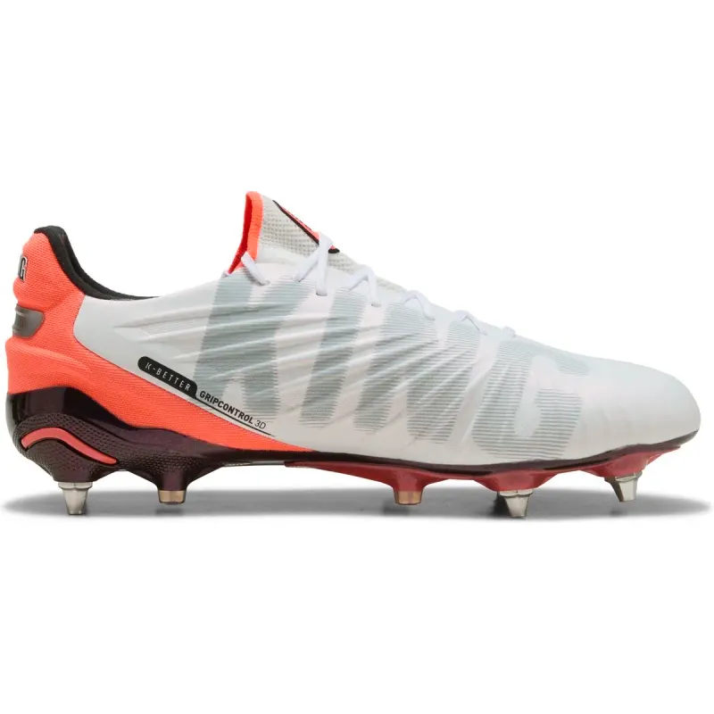Puma King Ultimate MxSG Stollen-Fußballschuhe 01 – PUMA white/PUMA silver/glowing red/PUMA black 44 für Men, White, Größe 44 EU (108817)