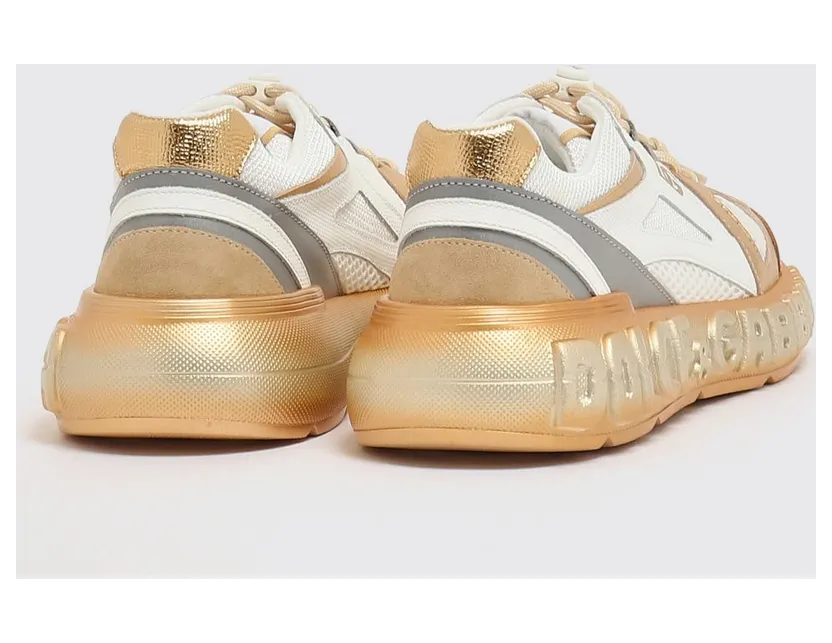 Dolce & Gabbana Laminated Leather And Mesh Sneakers White (D11371AX07589662) (2)