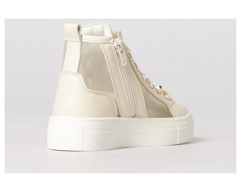 Elisabetta Franchi Sneakers in Leather and Mesh Nylon with Monogram Butter (F4A9E05361922698) (2)