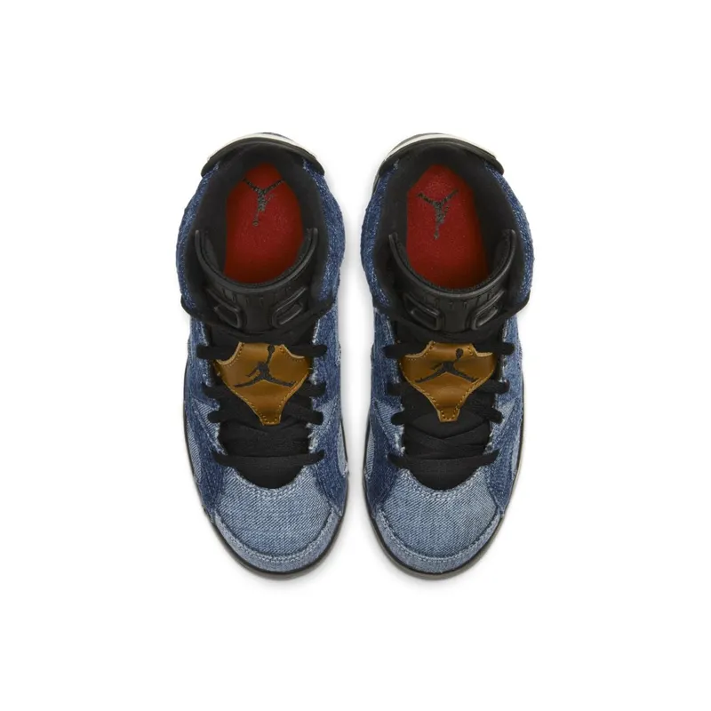 Jordan 6 Retro Washed Denim (PS) Washed Denim/Sail-Varsity Red-Black (CV5487-401)