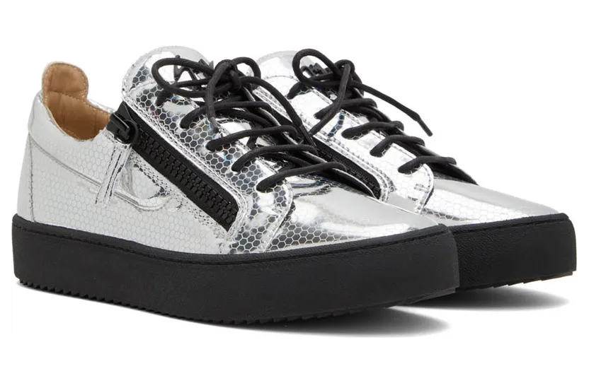 Giuseppe Zanotti Silver Graphic Sneakers (RU20005-92901) (4)