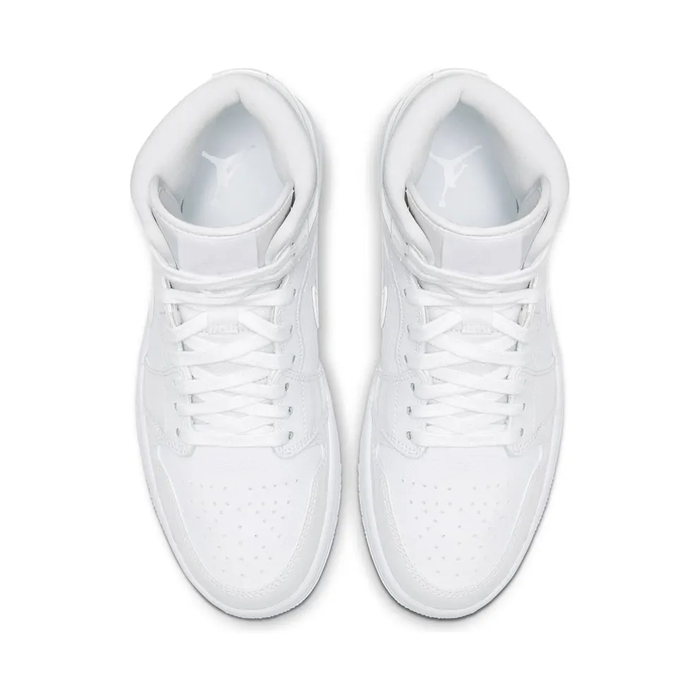 Jordan 1 Mid Triple White Patent Swoosh (W) White/White-White (BQ6472-100)