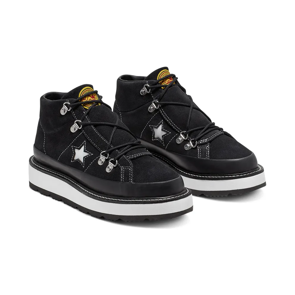 Converse Fleece Lined Boot One Star Thick Sole Black White (566163C)
