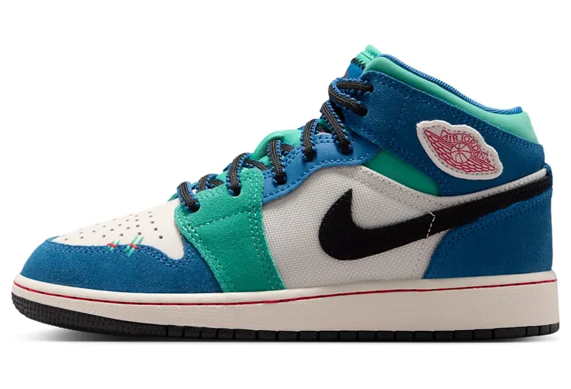 Nike Air Jordan 1 Mid SE “Chalk / True Blue / Kinetic Green / University Red” (IO2065-100)