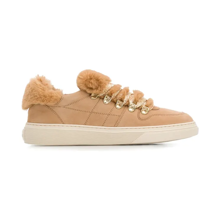 Hogan Sneakers met afwerking van bont – Beige (HXW3650BY60JCLC821)