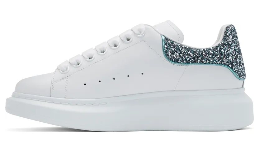 Alexander McQueen White & Blue Glitter Oversized Sneakers (558945WHNBK) (3)