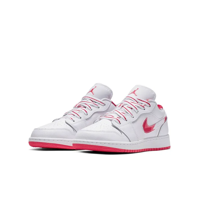 Jordan 1 Low Topaz Mist (GS) White/Ember Glow-Topaz Mist-University Red (554723-104)