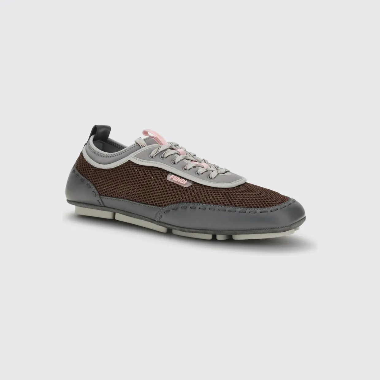 Fendi Fit Sneakers in Mesh and Leather Grey (7E1853AWKLF1VAL)