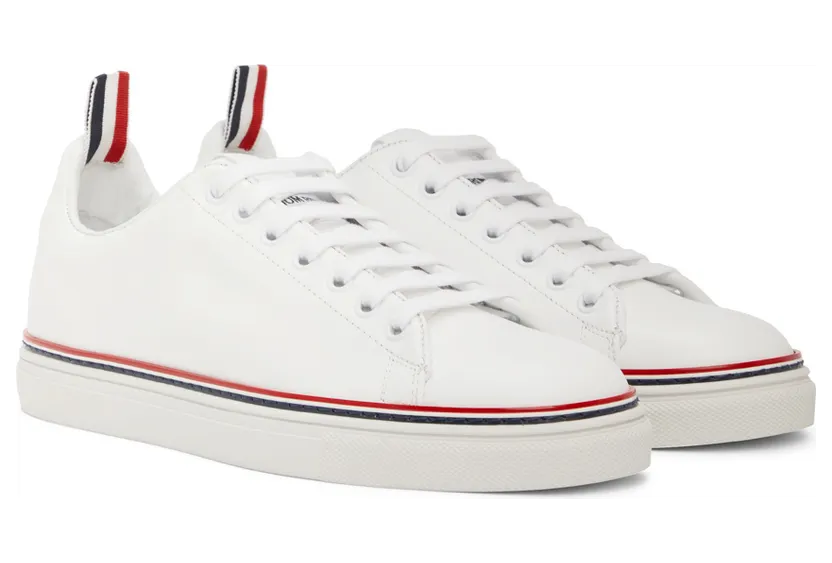 Thom Browne White Calfskin Tennis Sneakers (MFD219A-05584) (4)