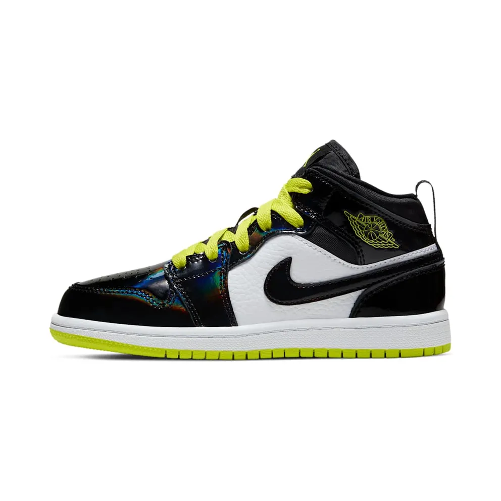 Jordan 1 Mid Black Cyber Mystic Green (PS)