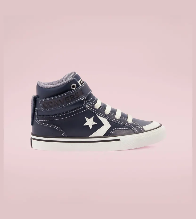 Converse Leather & Heathered Knit Pro Blaze Strap High Top Obsidian/lakeside Blue/egret (669318C)