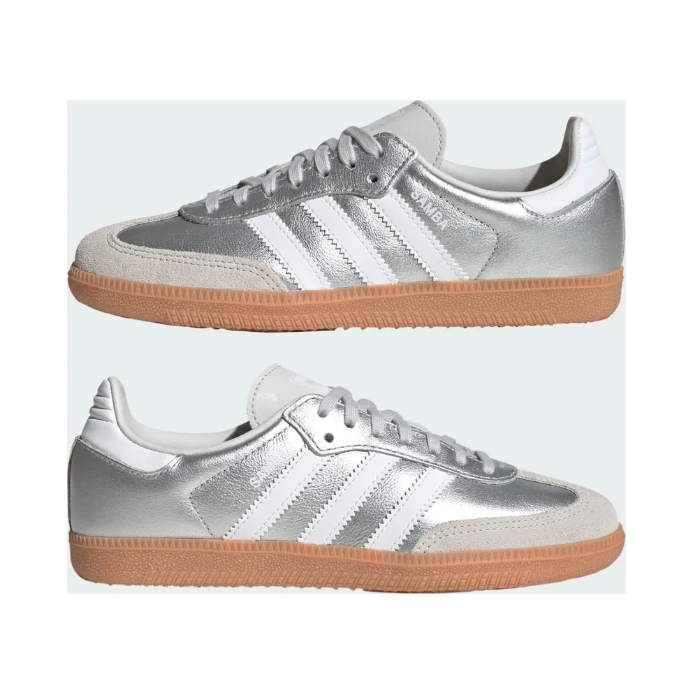 Adidas SAMBA OG Shoes Silver Metallic / Cloud White / Gum (KK2327)