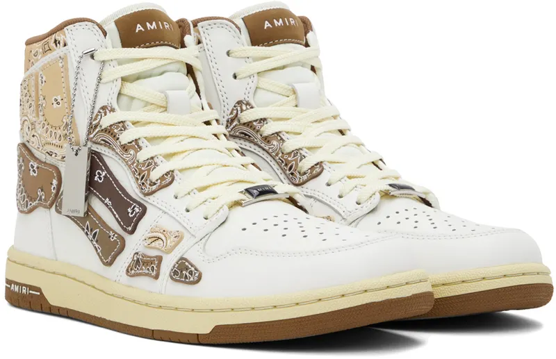 AMIRI White & Brown Skel Top Hi Sneakers (PF22MFS032-126)