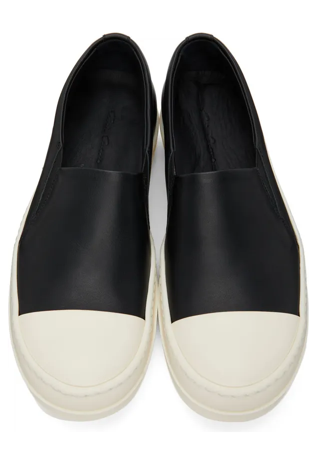 Rick Owens Black Leather Boat Sneakers (RU01B1892 LPO) (5)